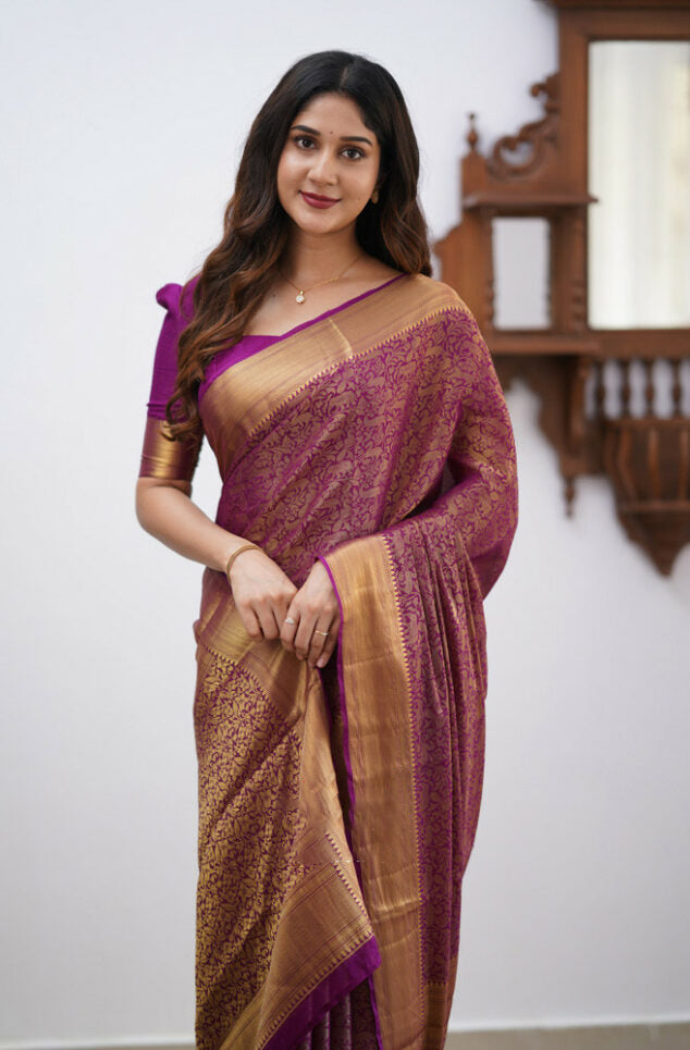 Liklee Purple Designer saree for women | party wedding indian saree