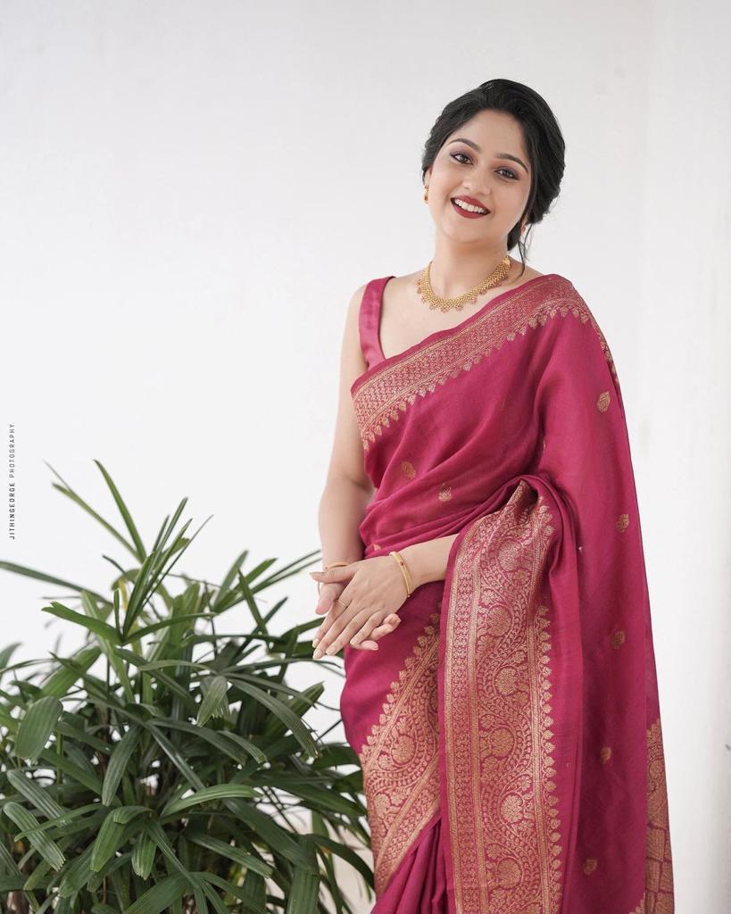 Liklee Amazing Pink Soft Banarasi Silk Saree with Unique Blouse Piece