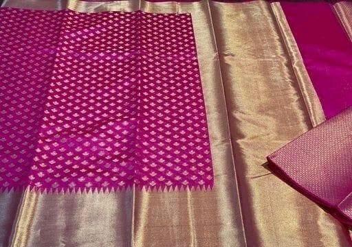 Pink Soft Silk Saree With Vestigial Blouse Piece