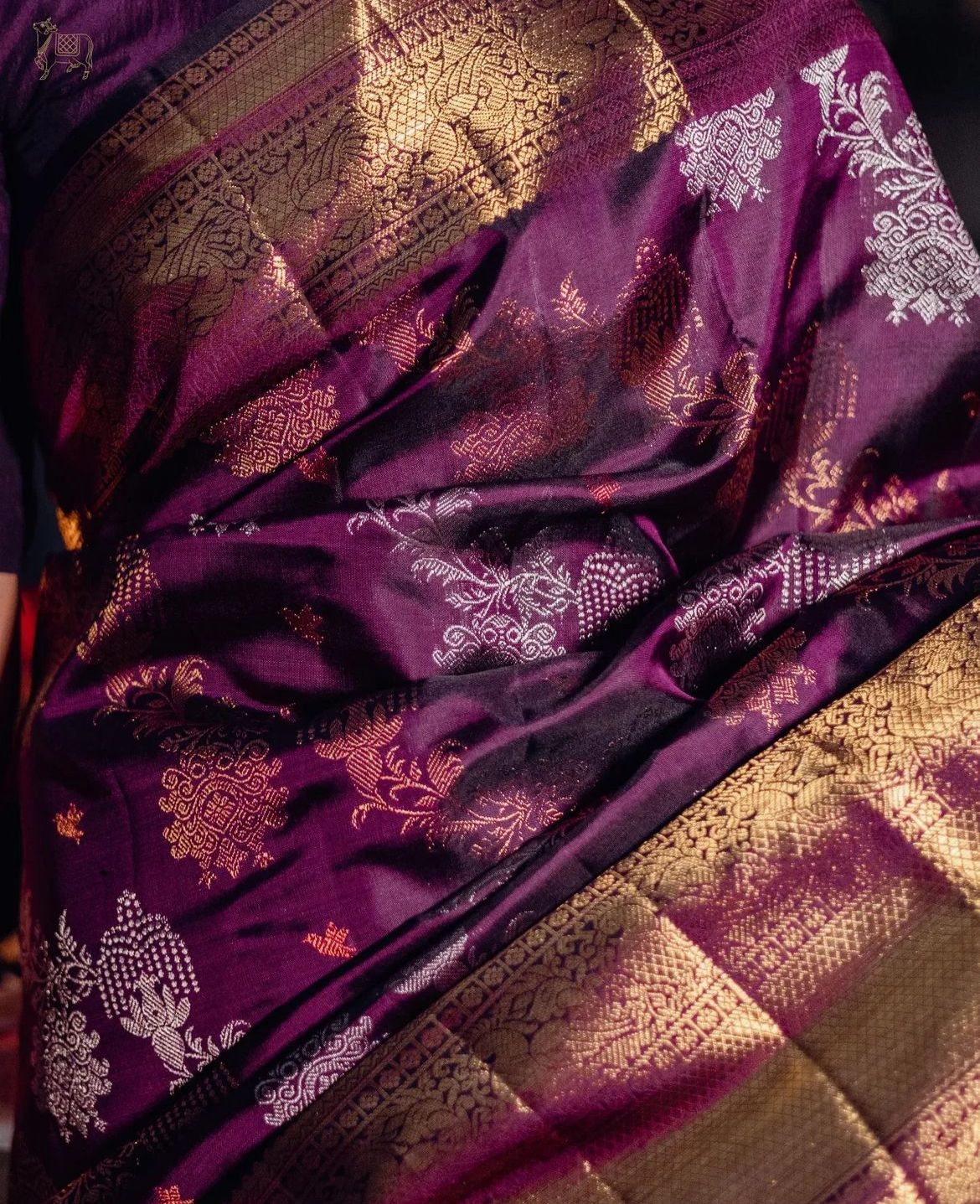 Liklee Purple Blooming Banarasi Silk Saree With Ethnic Blouse Piece