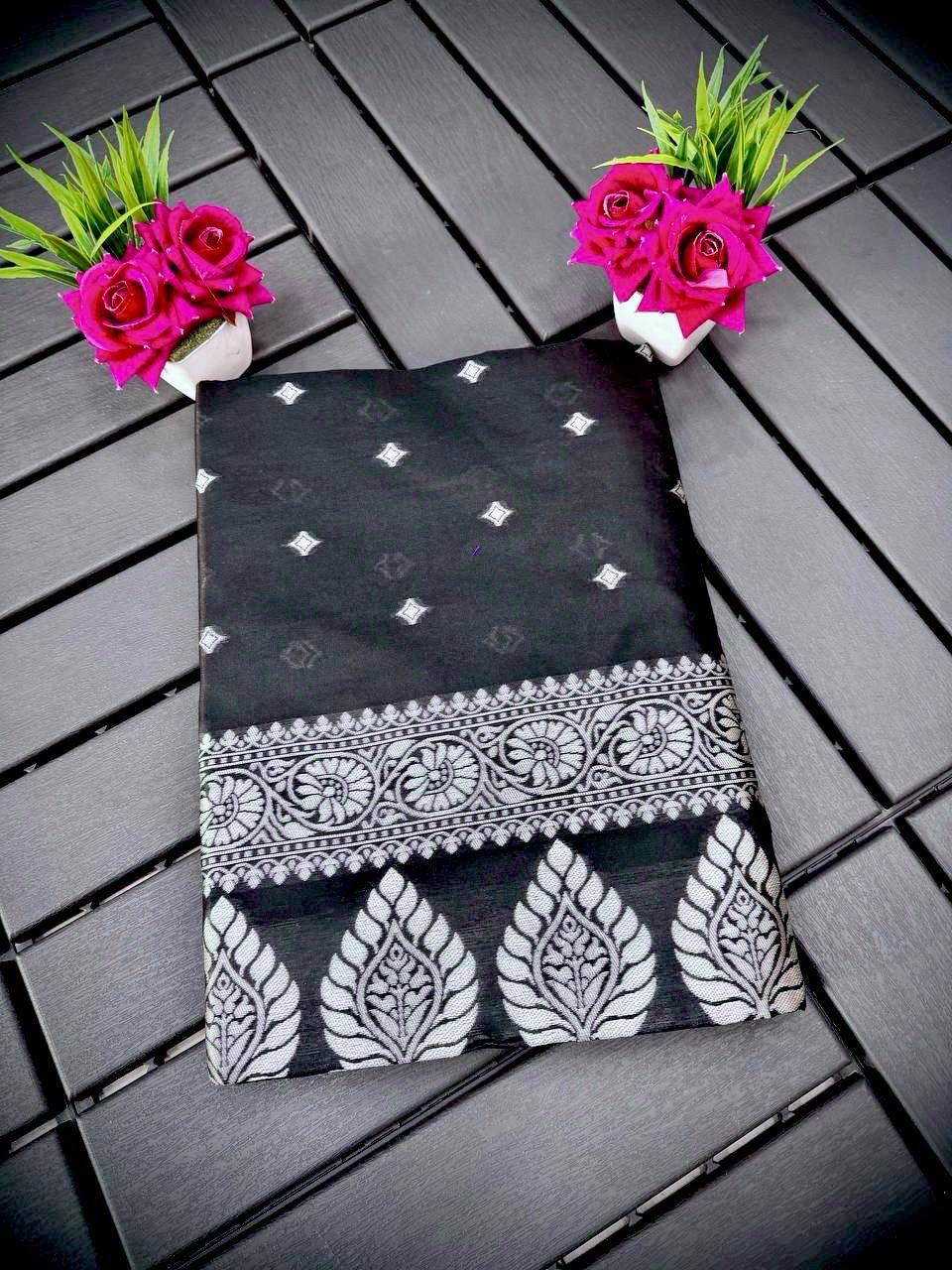 Black Luxurious Banarasi Weaves iconic collections Silk Saree