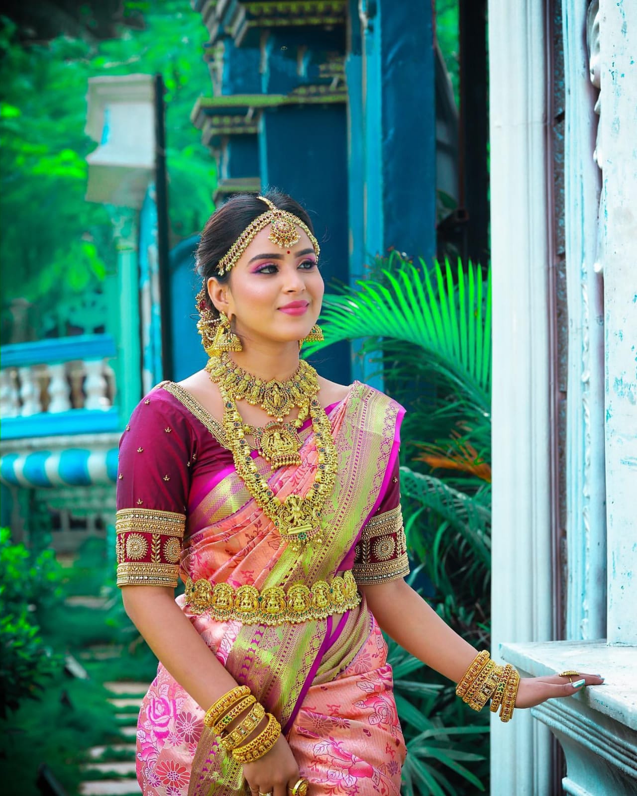 Liklee Pink Soft Fancy Silk Saree With Glowing Maroon Blouse Piece