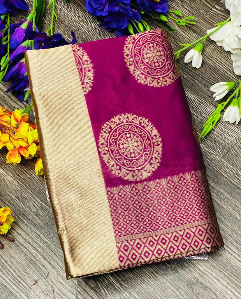 Liklee Purple Women's Silk Weaving Jacquard Saree With Weaving Blouse