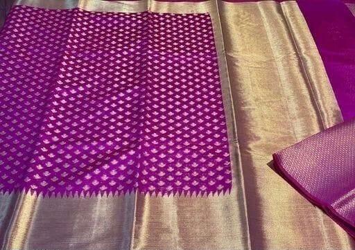 Purple Soft Silk Saree With Vestigial Blouse Piece