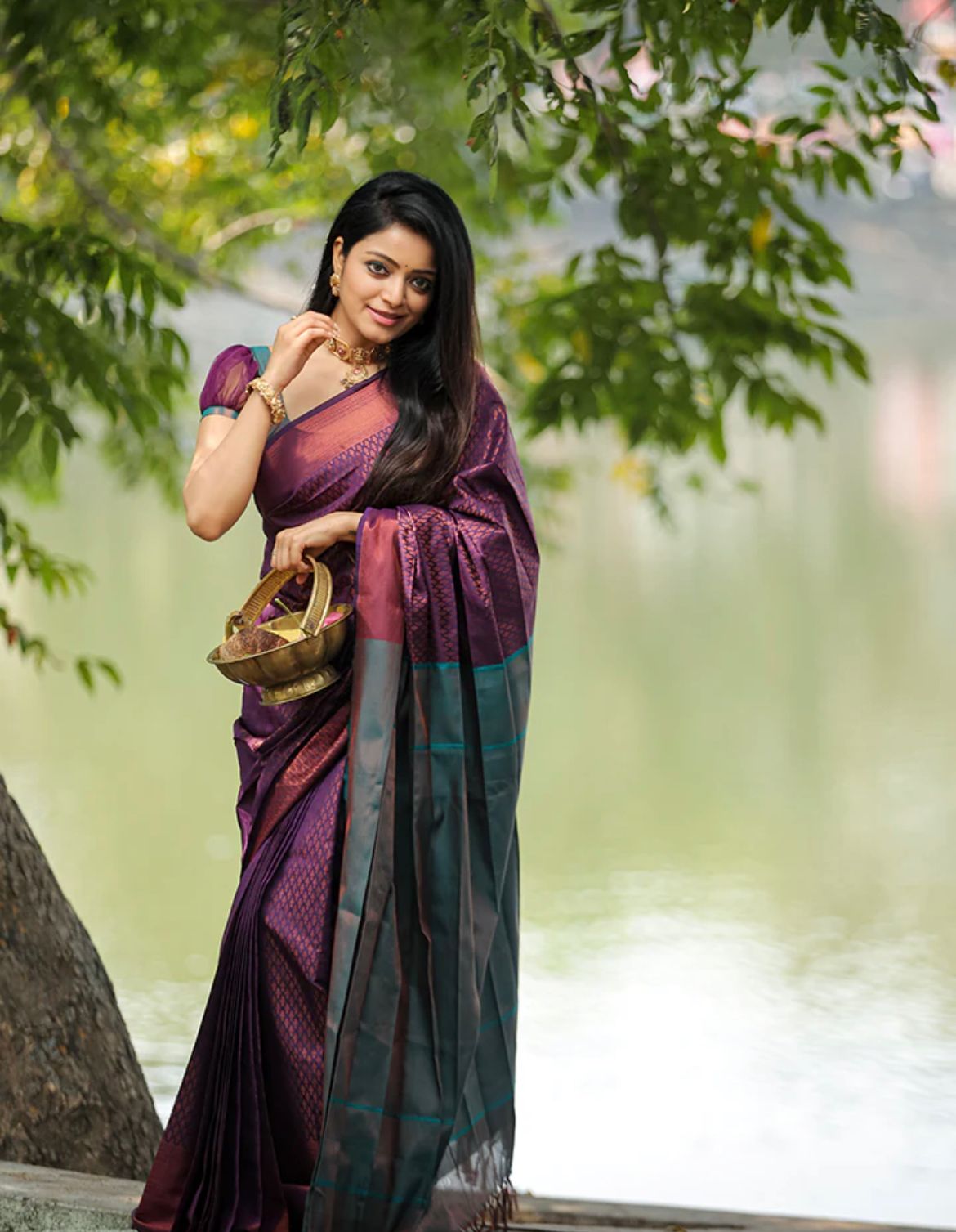 Liklee Purple Soft Silk Saree with Classic Blouse Piece