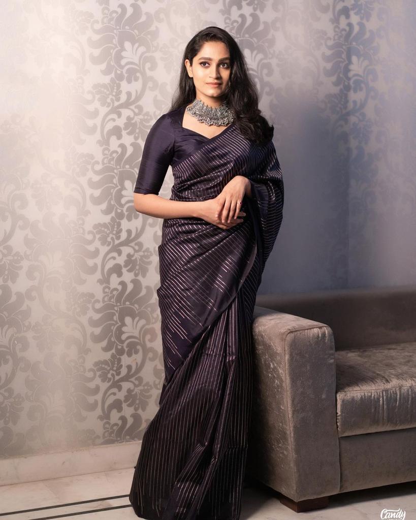 Liklee Black Soft Banarasi Silk Saree with Fancy Blouse Piece