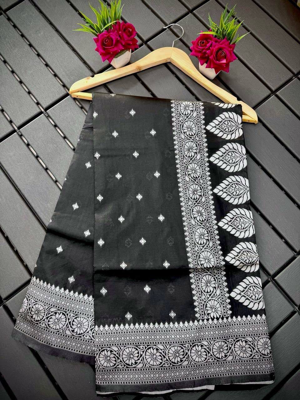 Black Luxurious Banarasi Weaves iconic collections Silk Saree