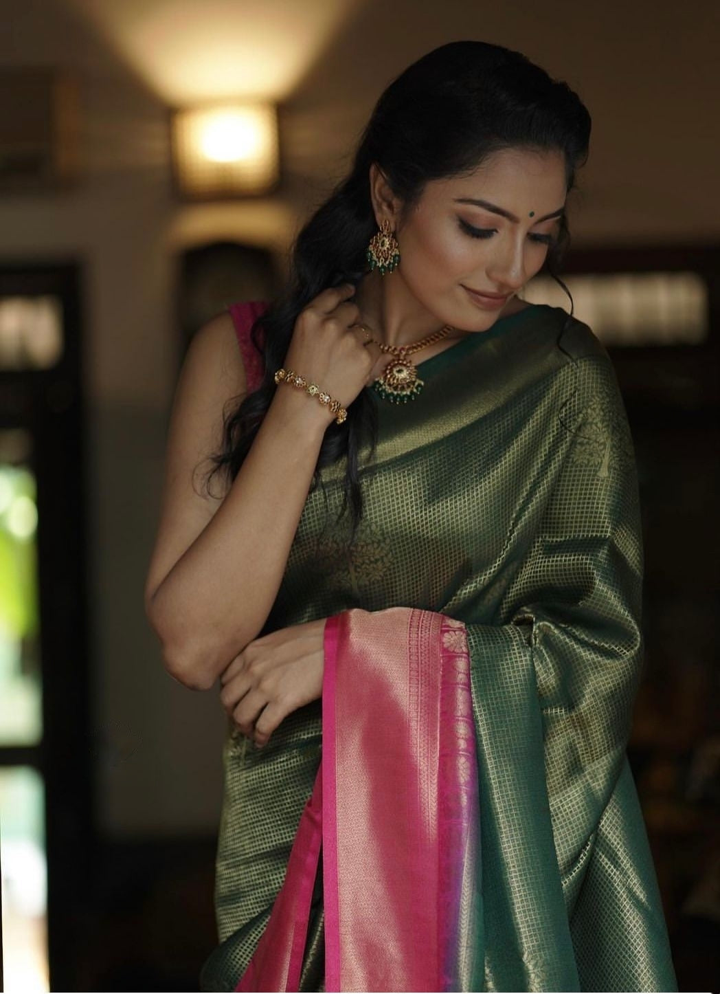 Liklee Wonderful Green Soft Silk Saree with Evanescent Blouse