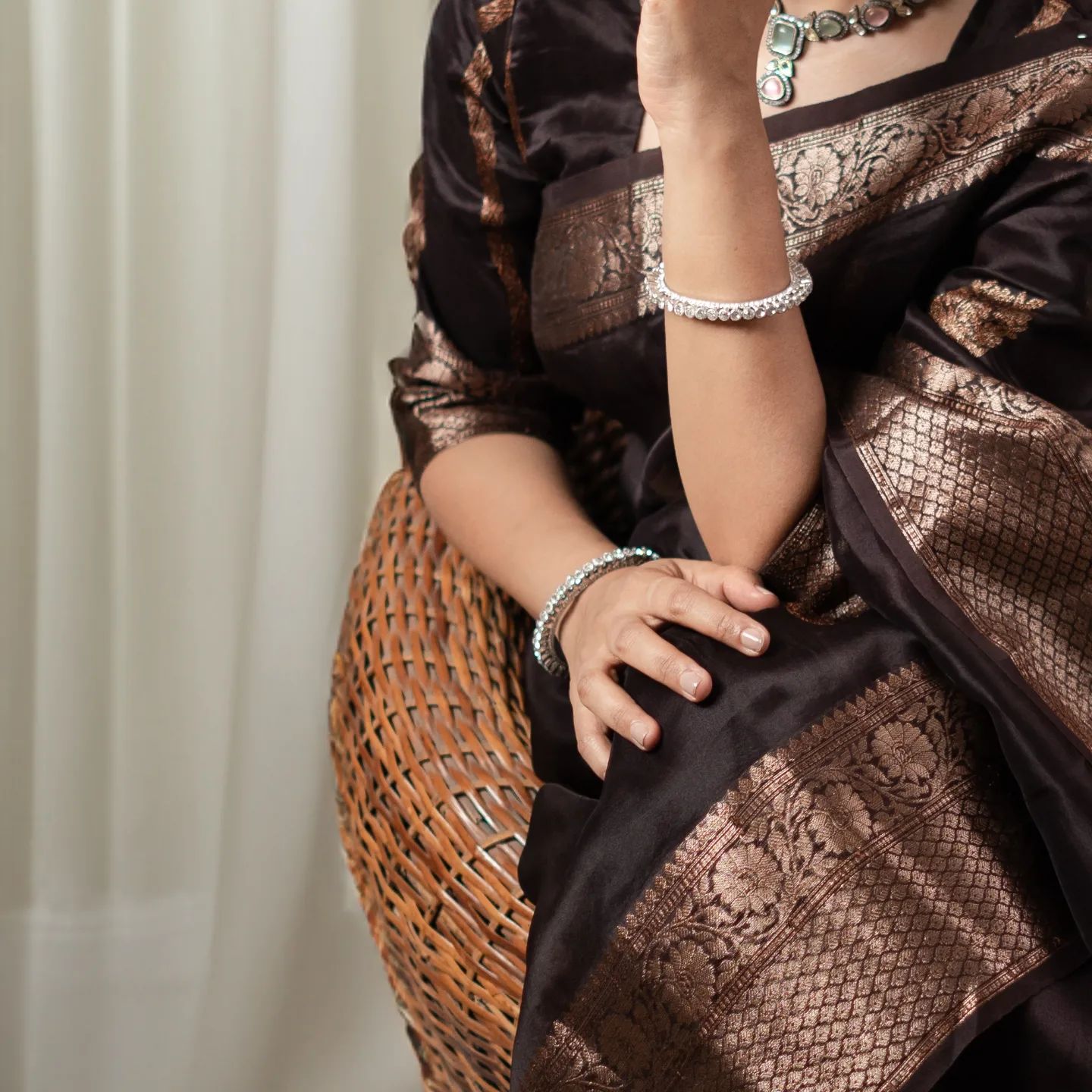 Liklee Magnetic Black Soft Silk Saree With Seraglio Blouse Piece