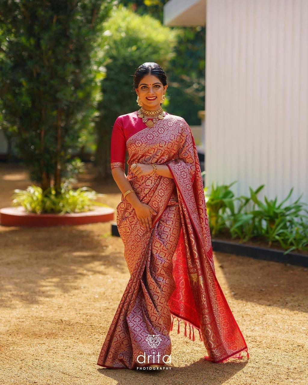 Liklee Pink Soft Banarasi Silk Saree With Petrichor Blouse Piece