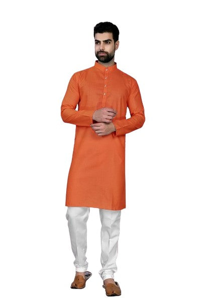 Mustard Men's Cotton Stylish Kurta with Side Pocket