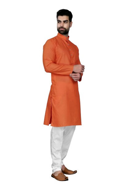 Mustard Men's Cotton Stylish Kurta with Side Pocket