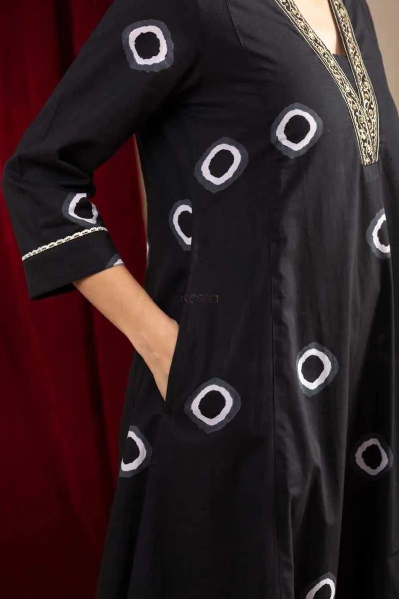 Women Georgette Embroidered Work Stitched Black Kurta Set With Georgette Black Dupatta