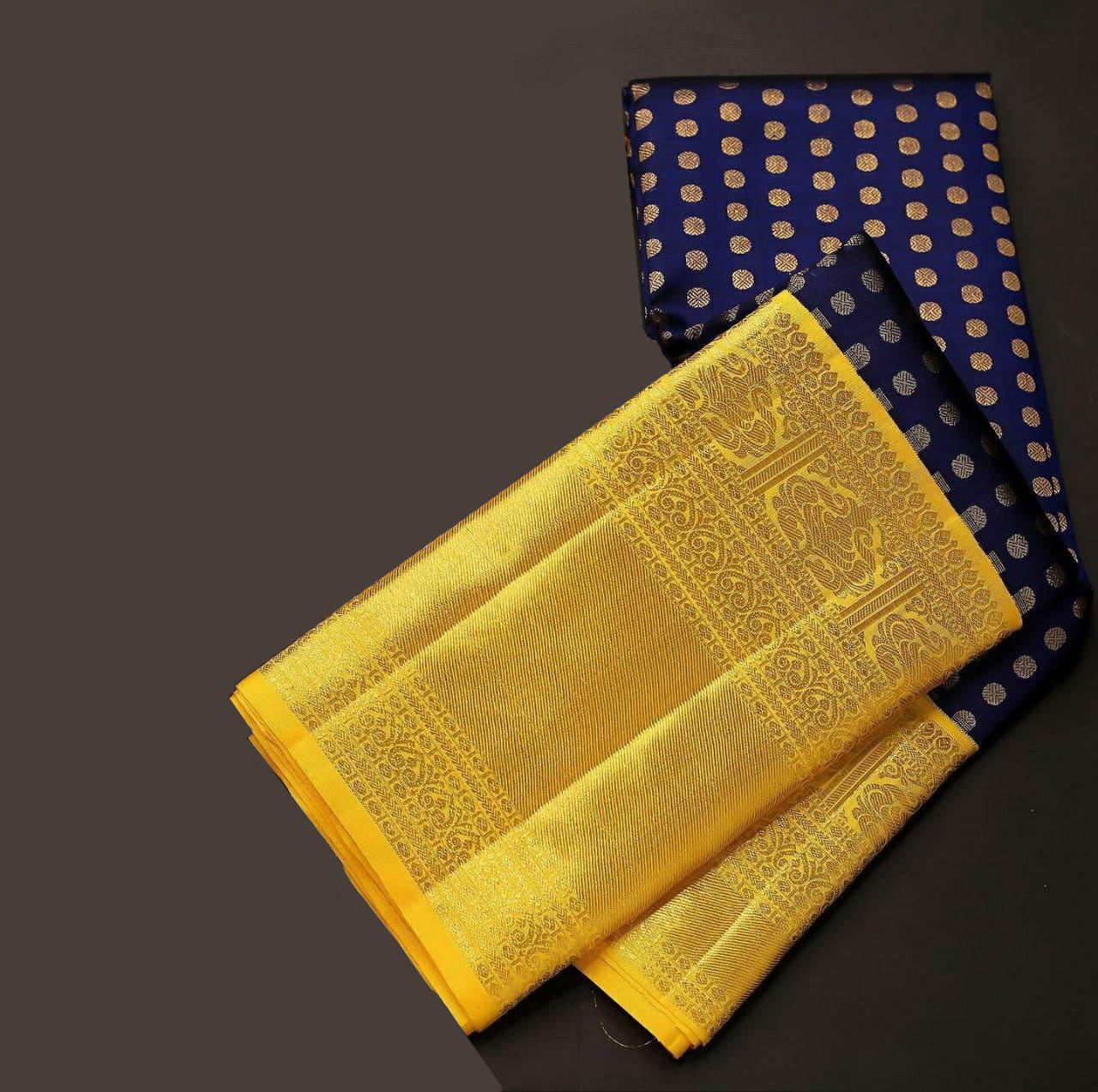 Blue Luxurious Banarasi Weaves iconic collections Silk Saree