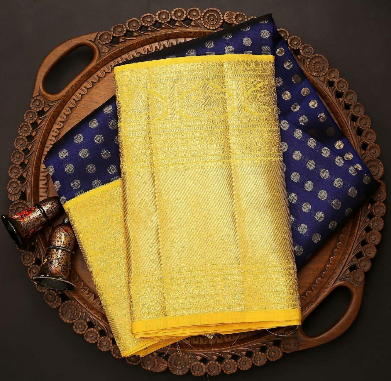 Blue Luxurious Banarasi Weaves iconic collections Silk Saree