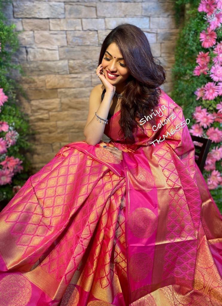 Liklee Partywaer Pink Soft Silk Saree With Pretty Blouse Piece