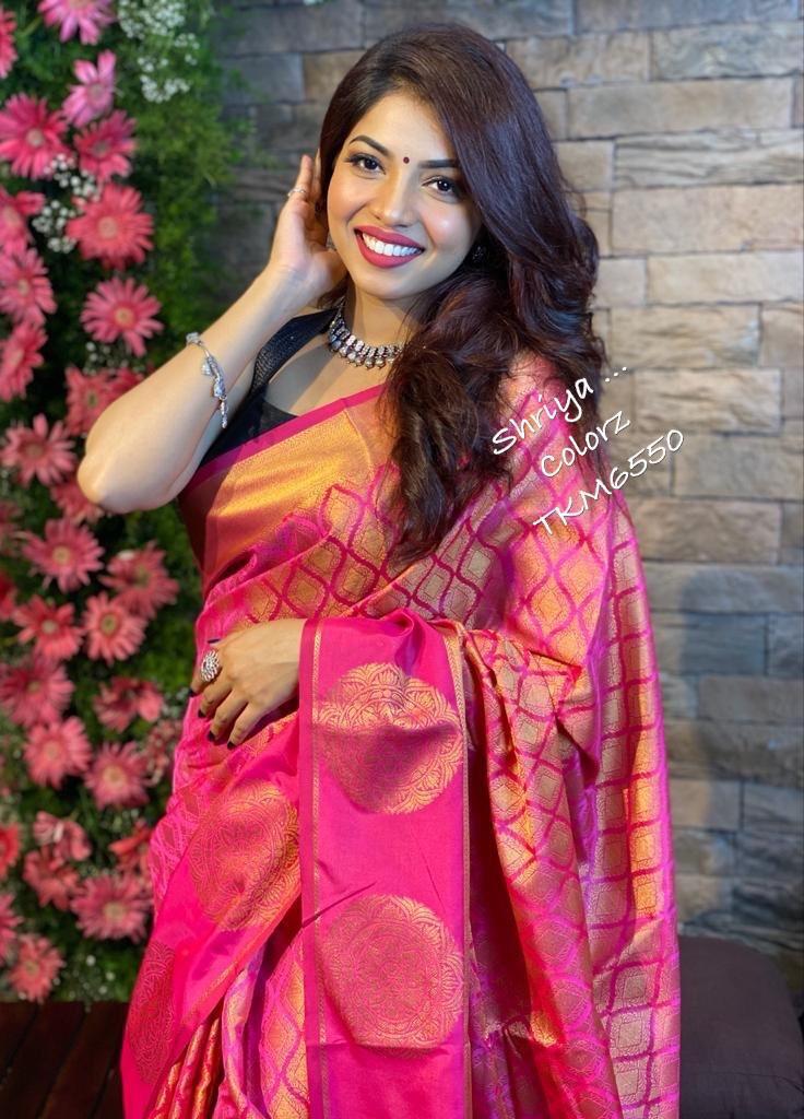 Liklee Partywaer Pink Soft Silk Saree With Pretty Blouse Piece