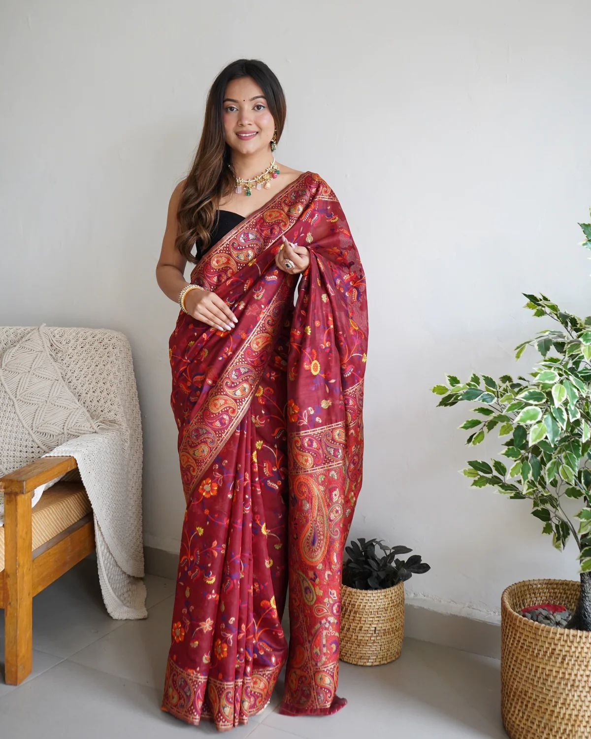 Liklee Maroon Amazing Soft Banarasi Silk Saree with Unique Blouse Piece